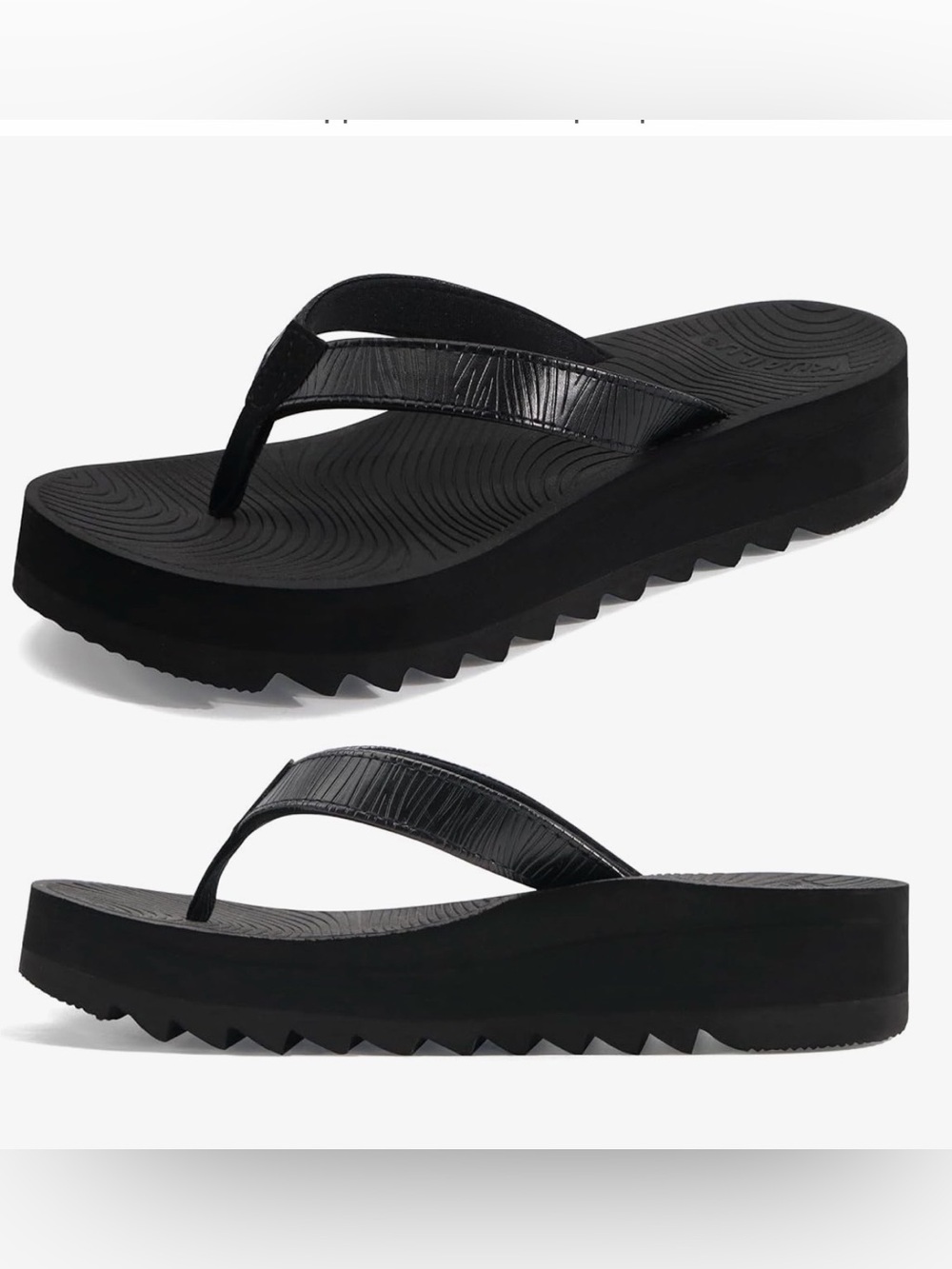Black Platform Flip Flop Sandals - Women's